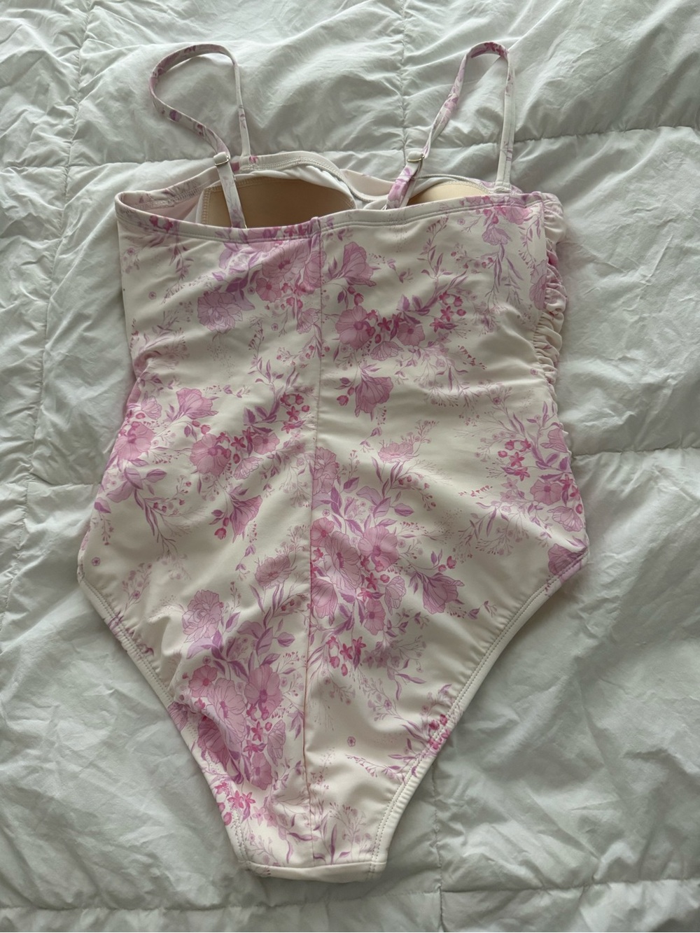 Target Pink Floral Ruched One-Piece Swimsuit - Picture 2 of 4